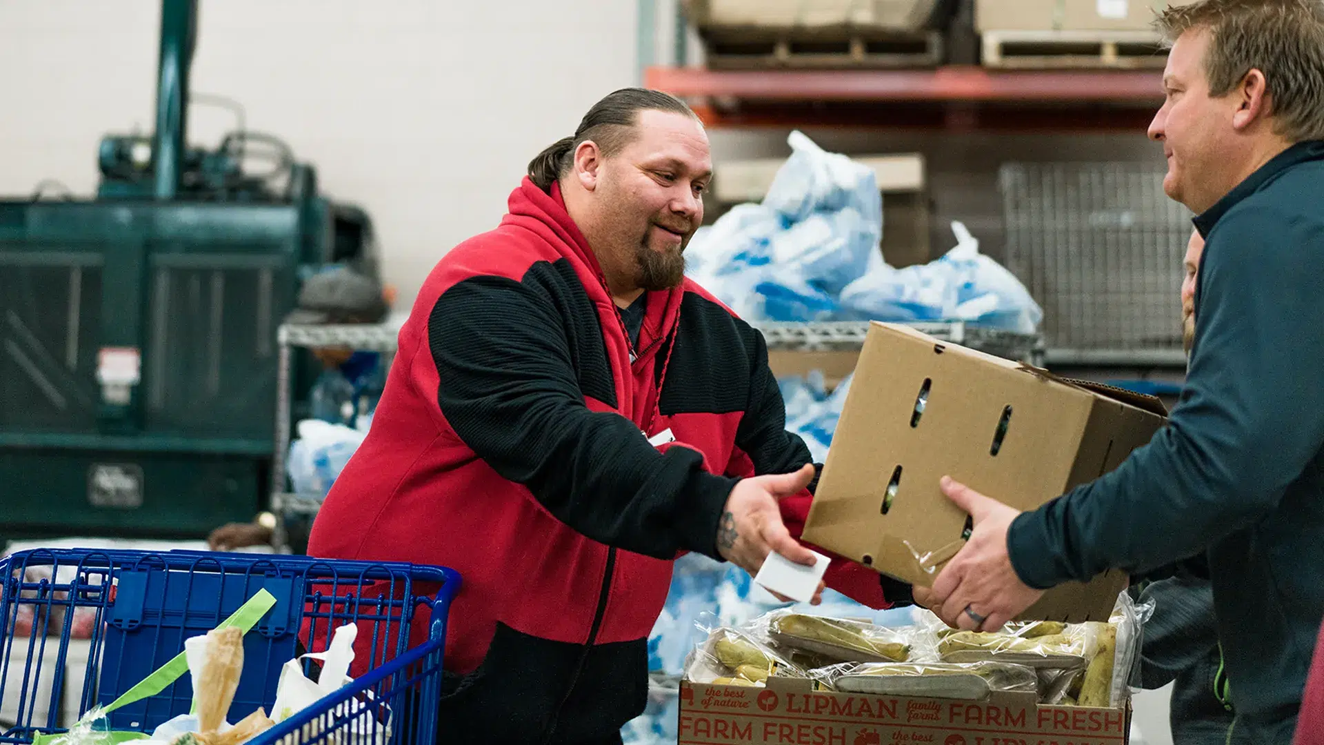 Customer receiving groceries